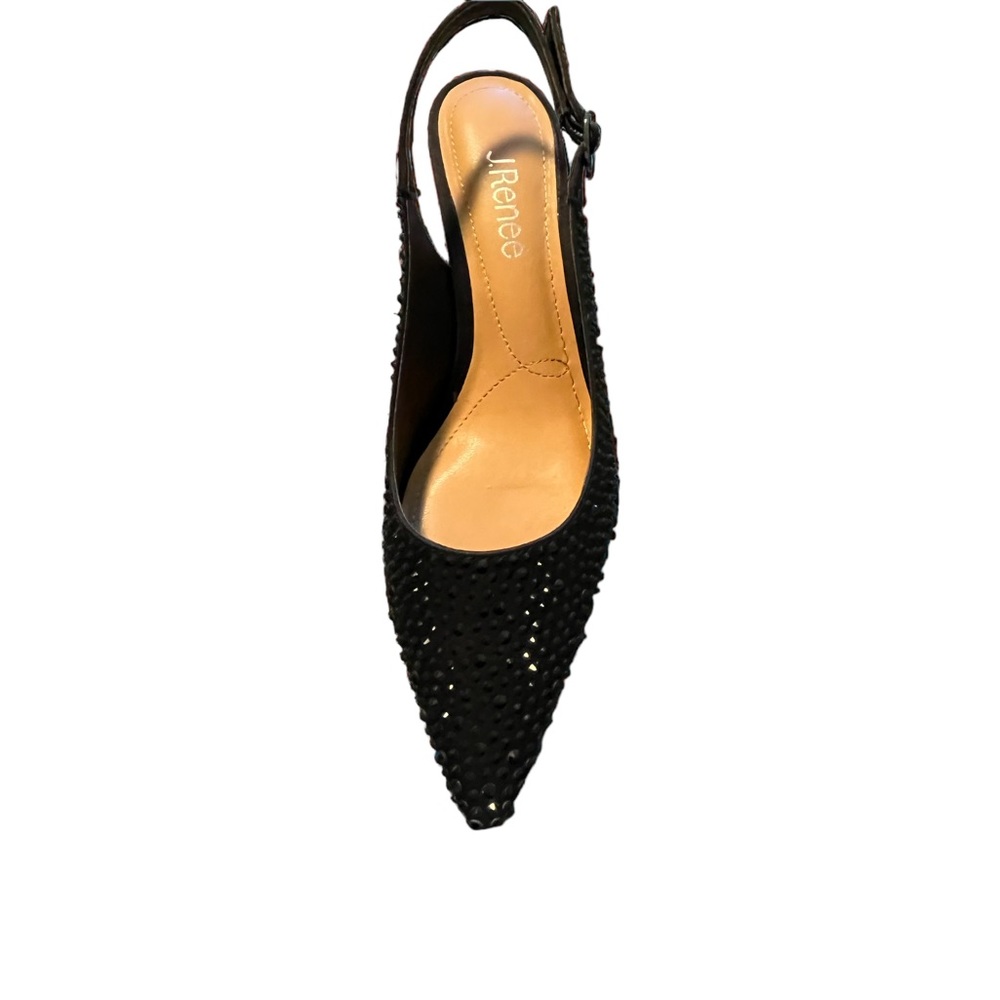 Black Satin With Rhinestones Heels SZ 8 New Year’s Eve - Picture 2 of 8